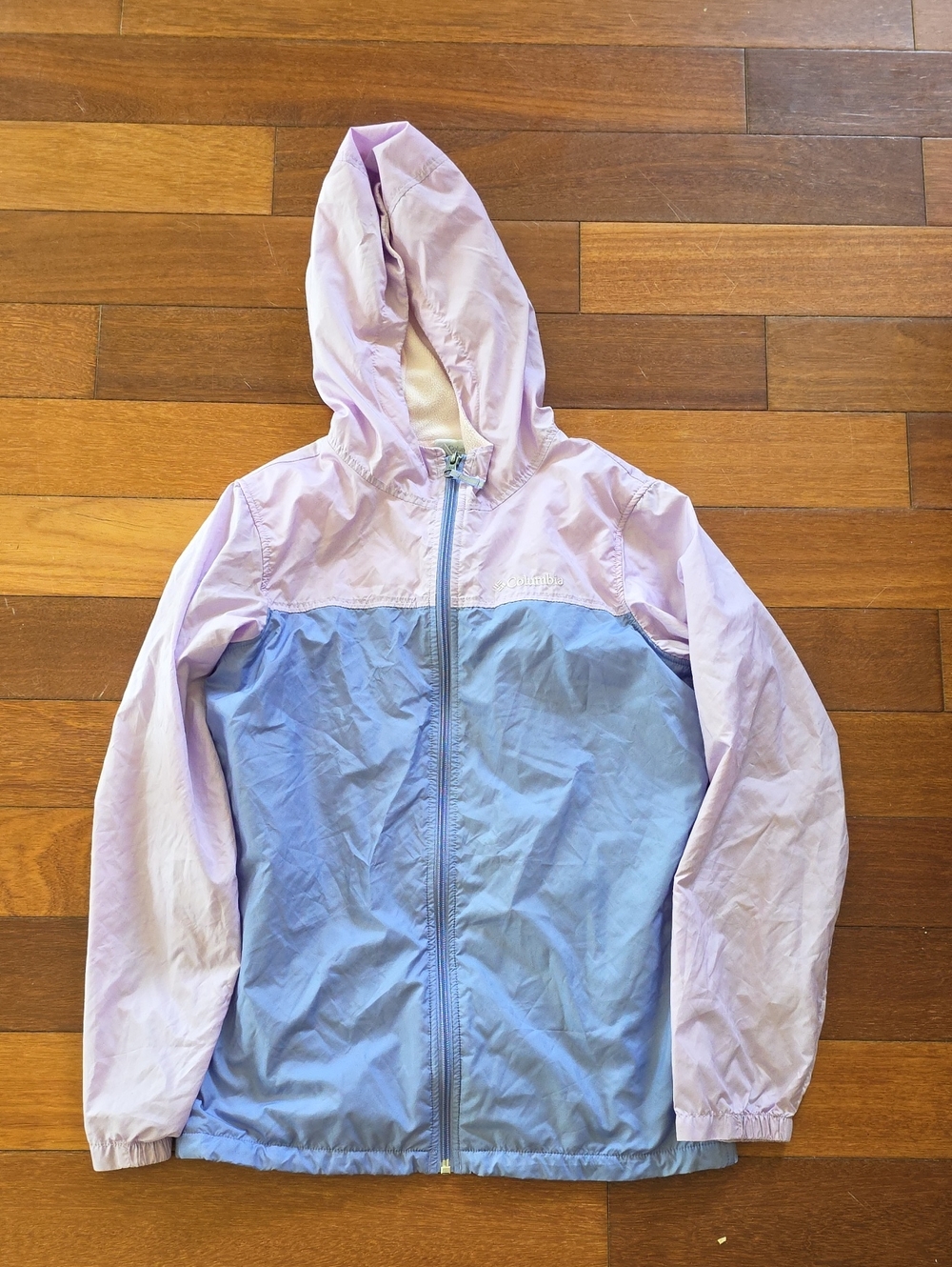 Columbia Girls' Lavender & Light Blue Hooded Rain Jacket